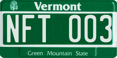 VT license plate NFT003