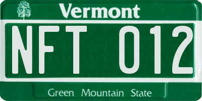 VT license plate NFT012