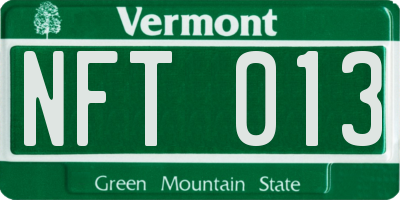 VT license plate NFT013