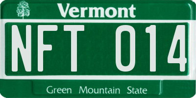 VT license plate NFT014