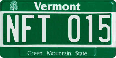 VT license plate NFT015