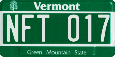 VT license plate NFT017