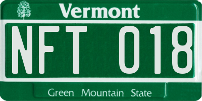 VT license plate NFT018
