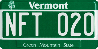 VT license plate NFT020