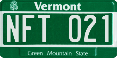 VT license plate NFT021