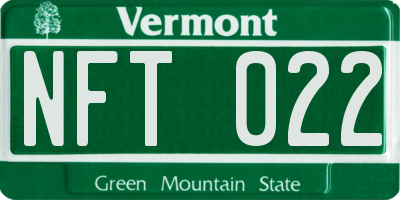 VT license plate NFT022
