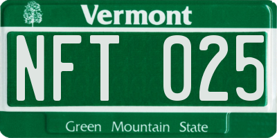 VT license plate NFT025