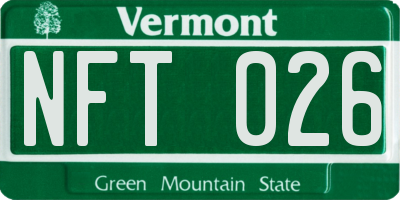 VT license plate NFT026