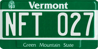 VT license plate NFT027