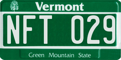 VT license plate NFT029