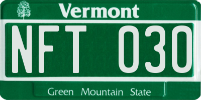 VT license plate NFT030