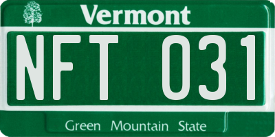 VT license plate NFT031