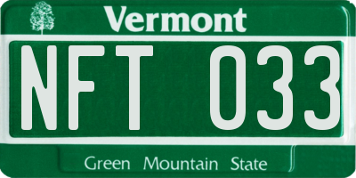 VT license plate NFT033