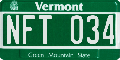 VT license plate NFT034