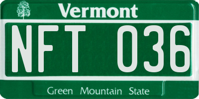VT license plate NFT036
