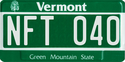 VT license plate NFT040