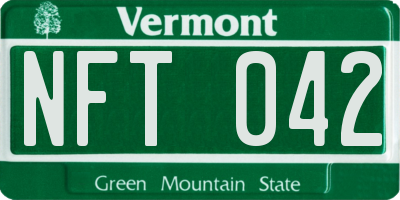 VT license plate NFT042