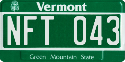 VT license plate NFT043