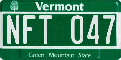 VT license plate NFT047