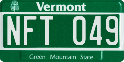 VT license plate NFT049