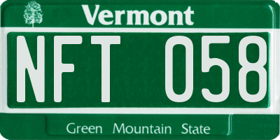 VT license plate NFT058