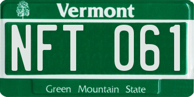 VT license plate NFT061