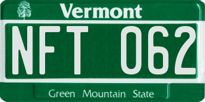 VT license plate NFT062