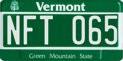 VT license plate NFT065