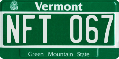 VT license plate NFT067
