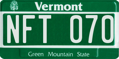 VT license plate NFT070