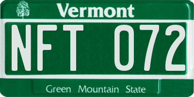 VT license plate NFT072