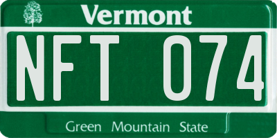 VT license plate NFT074