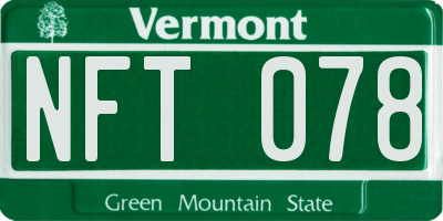 VT license plate NFT078