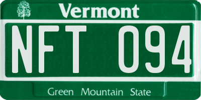 VT license plate NFT094
