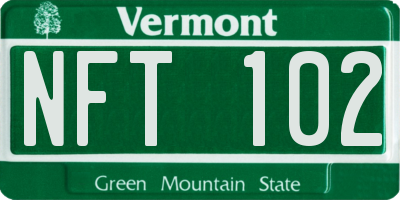 VT license plate NFT102