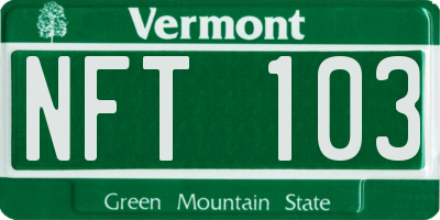 VT license plate NFT103