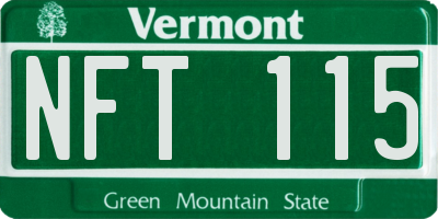 VT license plate NFT115