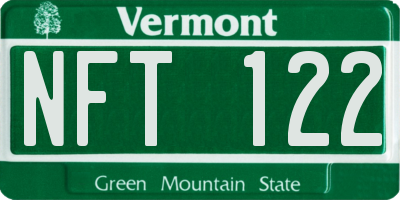 VT license plate NFT122