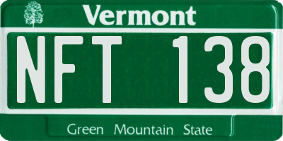 VT license plate NFT138