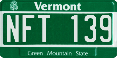 VT license plate NFT139