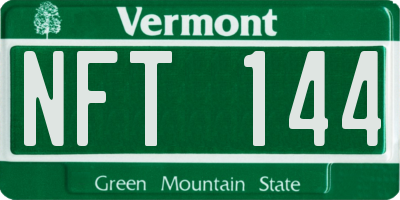 VT license plate NFT144