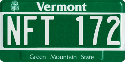 VT license plate NFT172