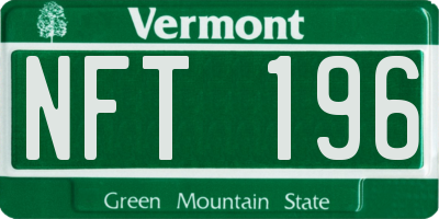 VT license plate NFT196