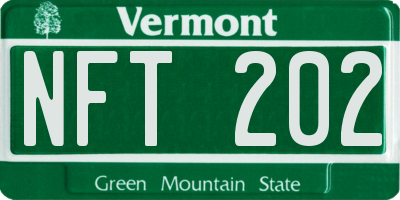 VT license plate NFT202