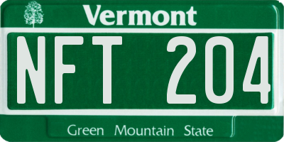 VT license plate NFT204