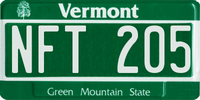 VT license plate NFT205
