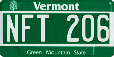 VT license plate NFT206