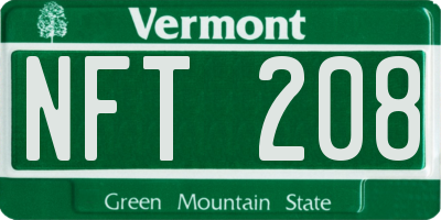 VT license plate NFT208