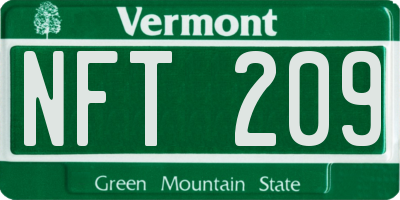 VT license plate NFT209