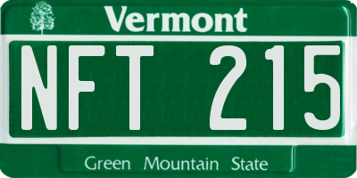 VT license plate NFT215